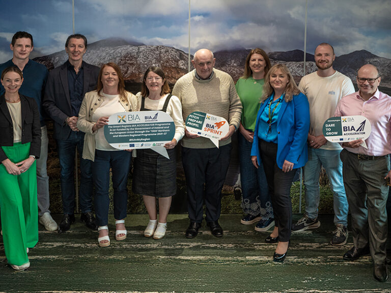 group photo bia sprint team with placards