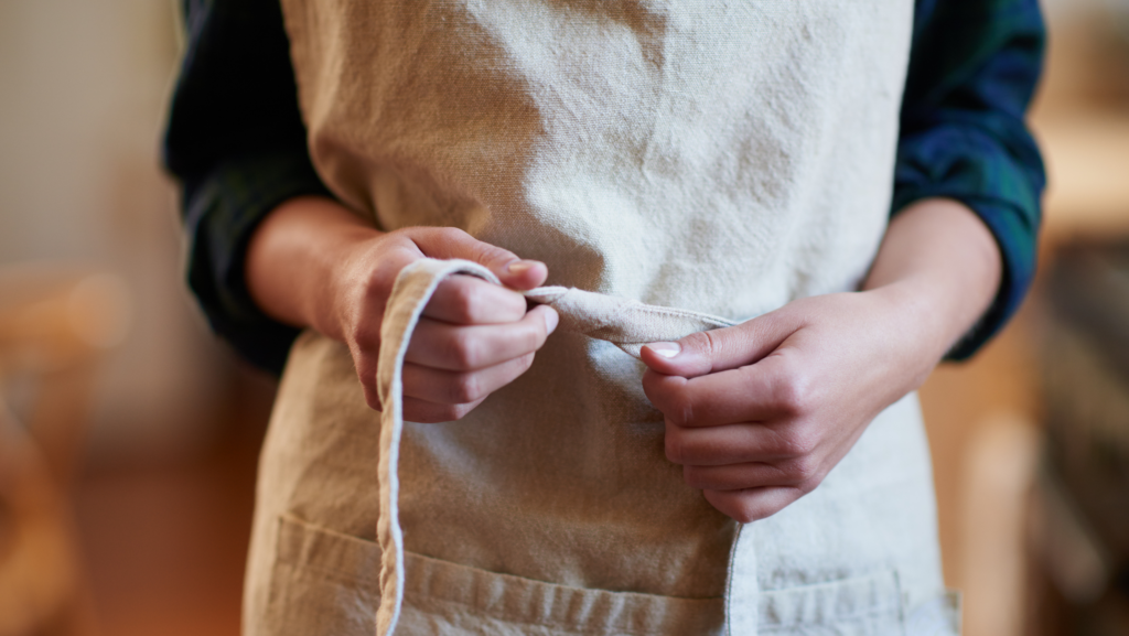 tying apron
